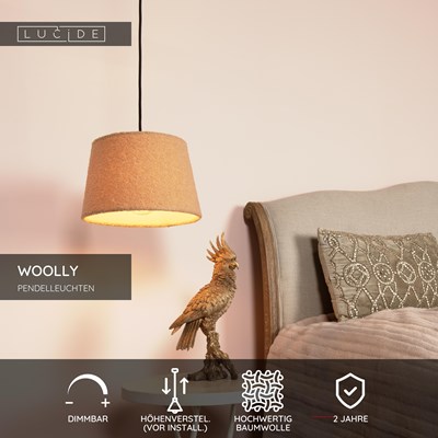Lucide WOOLLY - Pendelleuchten - Ø 28 cm - 1xE27 - Ockergelb